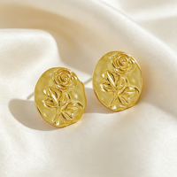 AIJIER 2021 Boucles d'oreilles clous irrégulières en argent sterling plaqué or 18 carats, motif rose romantique vintage français, pour femme, mariage