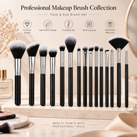 Ensemble de pinceaux de maquillage professionnels de luxe, manche en bois noir, pinceaux cosmétiques, marque privée