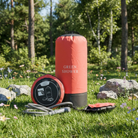 BAOLONG PW1027 Sac de douche portable pliable en bâche PVC 11L avec pompe à pied à pression pour le camping, la randonnée et les voyages en extérieur