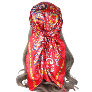 Foulard <span class=keywords><strong>carré</strong></span> <span class=keywords><strong>de</strong></span> luxe 90x90 pour femme, motif cachemire paisley européen et américain, en <span class=keywords><strong>soie</strong></span> d'imitation, pour l'été, écharpe <span class=keywords><strong>de</strong></span> tête ou <span class=keywords><strong>de</strong></span> cou - Product Image 6