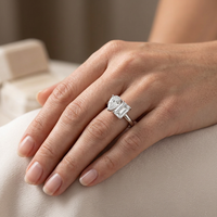 Bague en argent 925 personnalisée avec deux diamants élégants pour cadeau de fête ou bijou de soirée