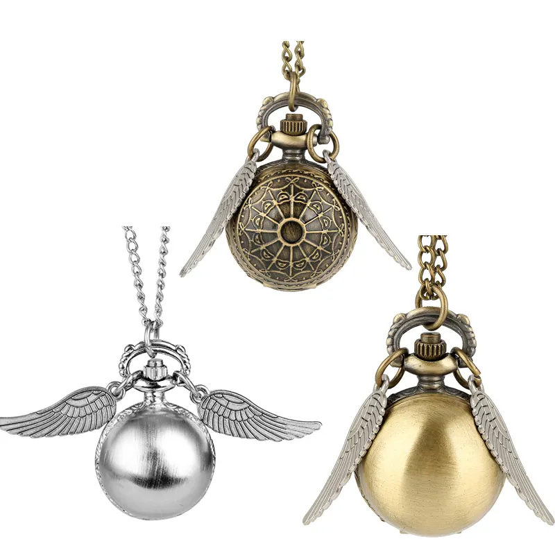 Montre de poche à thème boule de Snitch, nouvelle collection, collier à Quartz, horloge, joli pendentif avec pull, chaîne, cadeaux d'anniversaire pour garçons et filles