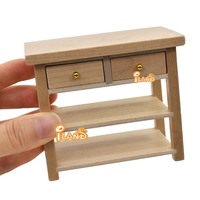 ILAND 1/12 meubles de maison de poupée, Console Miniature en bois, Table, armoire de cuisine, buffet, étagère de salle de bain pour maison de poupée