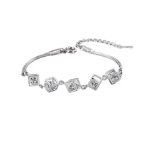 FY-SL350 Bracelet en argent européen pour femmes accessoire polyvalent haut de gamme à la mode Zircon Cube Bracelet à maillons fins