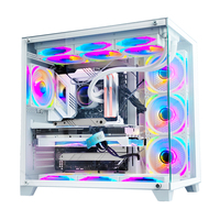 Gabinete de PC MANMU de Torre Completa ATX, Aleación de Aluminio y Acero Blanco, Panel Lateral de Vidrio Templado, Puertos USB 3.0, 7 Ranuras de Expansión Verticales
