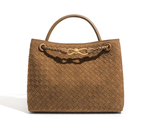 Genuine Suede PU Leather Women's Handmade Woven <b>Large</b> Capacity Retro Casual Tote <b>Bag</b> Zipper Waterproof Portable <b>Shoulder</b> - Product Image 3