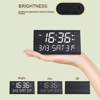 Horloge numérique électronique en bois moderne avec alarme LED, double USB, fonction snooze, affichage de la température et du calendrier, pour bureau/chambre