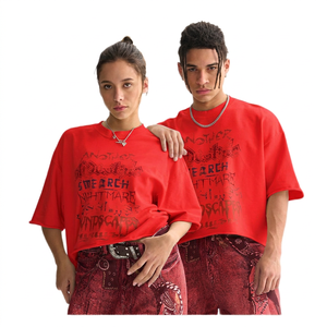 Camisetas FLN 2026 Personalizadas con Estampado de Letras, Tejidas para Hombre, con Borde sin Rematar, Estilo Urbano, Felpa Francesa, Oversize, Unisex, Casuales, Cortas y Cuadradas - Product Image 1