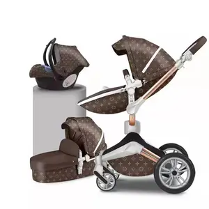 Poussette de luxe 3 en 1 avec porte-bébé et siège de voiture, style oeuf, système de voyage, vente en gros