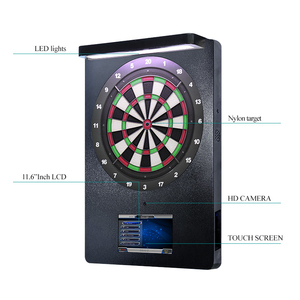 Cible de fléchettes électronique mini de qualité commerciale, réseau mondial, écran tactile 11,6'', cabinet métallique, son réaliste et mouvements dynamiques en anglais - Product Image 4