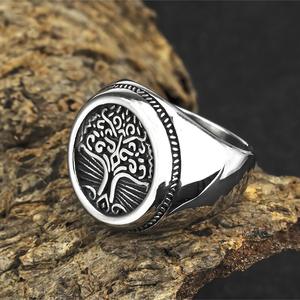 Men's Stainless Steel <b>Ring</b> Tree Of Life Pattern Hip Hop Style Round Jewelry Gift For Men - Product Image 4
