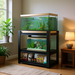 Support de réservoir à poissons en métal 31,5 x 18 x 34 pouces, réglable, robuste, 3 niveaux, accessoire d'aquarium pour usage intérieur - Product Image 2