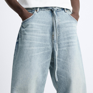 Nuevos pantalones vaqueros de mezclilla para hombre estilo americano, con estampados, acabado resistente, pierna recta y corte holgado. - Product Image 6