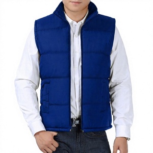 Chaleco Acolchado Azul para Hombre, Cuello Alto, Cierre de Cremallera, Chaqueta Cálida de Invierno, Ropa Casual para Exteriores, Relleno de Poliéster, Chaqueta Personalizada - Product Image 1