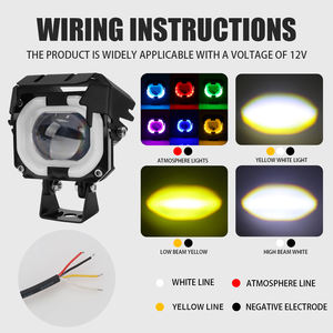 Foco auxiliar RGB de 12V, luz <span class=keywords><strong>LED</strong></span> de conducción de motocicleta, Luz antiniebla blanca y amarilla, luz de trabajo para coches y motocicletas, nueva condición - Product Image 4