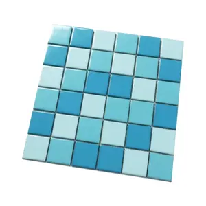 Carreaux de porcelaine bleu carré cristal miroir décor mosaïque céramique pour piscines carreaux de natation décorations salle de bain