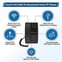 Téléphone IP Hôtelier Wi-Fi 6 H4W à Connexion Automatique SSID, 5 Touches Programmables, Chargement USB-A, Téléphone Hôtelier SIP VoIP Personnalisable