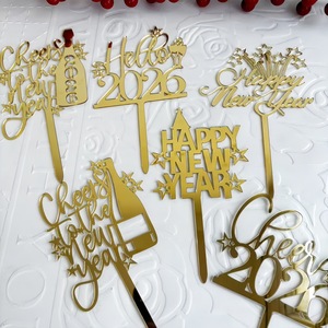 Bán Buôn 2026 Chúc Mừng Năm Mới Acrylic Bánh Trang Trí Hạnh Phúc Năm Mới Bánh Topper Công Cụ - Product Image 6