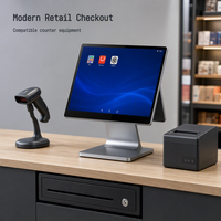 Ordinateur tout-en-un POS en alliage d'aluminium fin, écran tactile FHD de 15,6 pouces avec affichage client en option pour les caisses de vente au détail