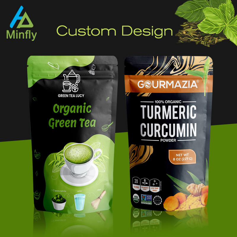 Minfly Custom Printed PE Plastic Aluminum Foil Candy Packing Cereal Gronala Resealable Snack Printed Food Stand Up Packaging Bag