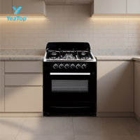 Cuisinière à gaz à 5 brûleurs écoénergétique avec four, cuisinière domestique robuste en acier inoxydable pour les grandes repas en famille