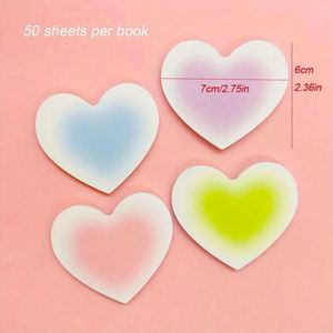8pcs 400sheets Cute Heart-Shaped Self-Adhesive Sticky Notes Set Assorted Gradient Colors Cartoon Expression <b>Memo</b> <b>Pads</b> - Product Image 2