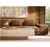 Bloc de marbre en travertin naturel personnalisé pour table basse d'hôtel, villa ou salon