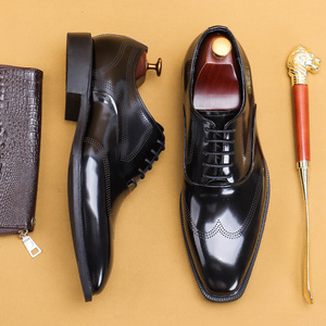 <b>Men</b> <b>Black</b> <b>Patent</b> Leather Oxford Dress <b>Shoes</b> Pointed Toe Lace-up Genuine Leather Lining Rubber Outsole Anti-Slippery Career - Product Image 2