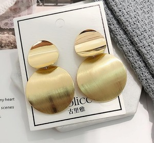 Boucles d'oreilles longues géométriques circulaires <span class=keywords><strong>en</strong></span> métal rétro, polyvalentes et élégantes, pour accessoires féminins - Product Image 2