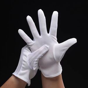 Guantes Antiestáticos Blancos de Poliéster Texturizado con Fibra Conductora, Cobertura Total, Antideslizantes, para Cuartos Limpios, Fábricas de Electrónica y Trabajo - Product Image 1