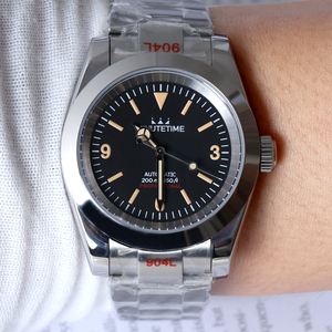 Montre mécanique pour homme MINUTETIME avec logo personnalisé, vintage, 369, mouvement NH35, cristal saphir, luminescent, étanche, bracelet en acier - Product Image 1