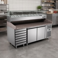 Comptoir de présentation pour salades/pizzas, refroidisseur de préparation pour bar, monotempérature, refroidissement par air, affichage numérique, écoénergétique