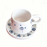 Tasse à café turque en céramique œil porte-bonheur faite à la main, tasse décorative créative pour la maison