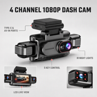 Caméra de tableau de bord de voiture avec enregistrement 4 directions, caméra frontale 1080P, vision nocturne, DVR de voiture