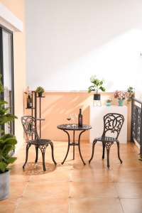 Ensemble de table et de chaises de salle à manger en aluminium moulé moderne, durable et de haute qualité, meubles de jardin <span class=keywords><strong>d</strong></span>'extérieur, meubles <span class=keywords><strong>d</strong></span>'hôtel - Product Image 4