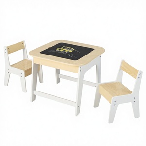 Modern Kids Wooden <b>Table</b> and Chair Set with Reversible Chalkboard Top Toddler <b>Activity</b> Desk - Product Image 3