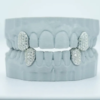 Qiqing Grillz dentaire quatre dents S925 en argent sterling massif, micro-incrustation de moissanite, style Bling Bling, tendance HipHop, en promotion