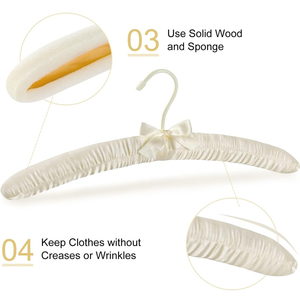 <span class=keywords><strong>Cintre</strong></span> <span class=keywords><strong>en</strong></span> tissu doux mousse épaisse <span class=keywords><strong>soie</strong></span> ivoire rembourré Satin cintres pour robe - Product Image 5