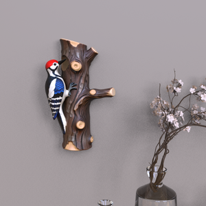 Nichoir en résine fait main en forme de souche d'arbre, ornement suspendu pour jardin, décoration de Noël extérieure, écologique, design mignon, mini - Product Image 4