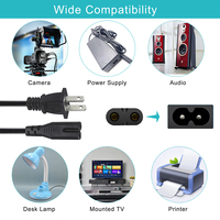 Kabel Daya Komputer AC Ekstensi PC Laptop 2 Core Wire US 2 Pin Plug ke IEC C7 Figure 8
