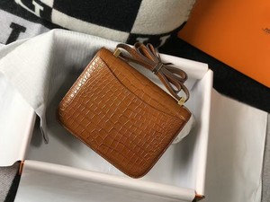 Bolso de Hombro Compacto de Moda para Dama, Marca H, de Cuero Genuino de Alta Gama con Patrón de Cocodrilo, Cierre de Algodón, Caja de Regalo - Product Image 1