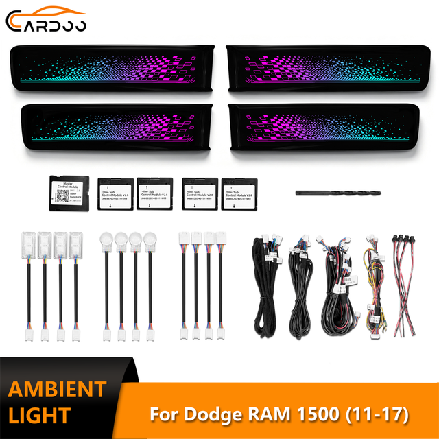 Cardoo Amibent Light for Dodge RAM 1500 2500 3500 2011-2017 OEM Style Trim Panel Kit Interior LED Lighting Upgrade Accessories