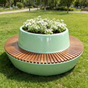 Y808 Sunflower Hexagon Fiberglass Eco-Friendly UV Resistant Outdoor Waiting Chair for Mall School Park Hospital Gym - Product Image 4