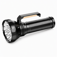Lampe torche solaire W5220-2, charge par panneau solaire, LED, corps noir, version longue, finition lisse, IP54, autonomie 1-4h, 1000lm, 32000mAh