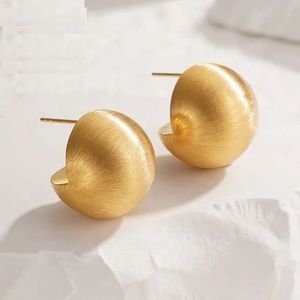 Xinfly Venta al por Mayor de Joyería de Oro Puro de 18k, Aretes de Aro con Bola Cepillada de Moda - Product Image 4