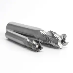 HUHAO 4 Flutes Roughing Milling Cutter Spiral Corrugated Roughing Milling Cutter End Mill For Steel With Guard Hole H04230401