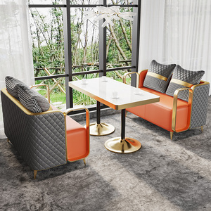 Custom Modern Cafe Seating Fast Food <b>Restaurant</b> Tables Chairs <b>Sets</b> Coffee Shop Furniture Dining Kitchen for Booth Seats - Product Image 1