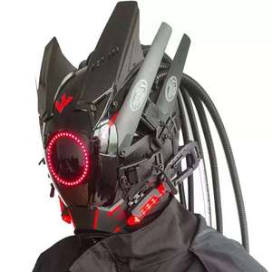 Casque LED Cyberpunk Lumineux Unisexe, Design Phantom Samurai, pour Carnaval de Noël, Exposition de Bandes Dessinées et Cosplay - Product Image 1
