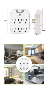 [OEM] Regleta de Pared Certificada UL con 6 <span class=keywords><strong>Tomas</strong></span> + 2 USB 2.4A, Protección Contra Sobretensión, Empaquetada en Blíster Individual - Product Image 5