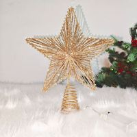UNKPARTY Fabrik Bestseller Hohler Eisenstern Baumspitze LED-Dekorationslichter Neujahr Weihnachten Luxus-Dekoration